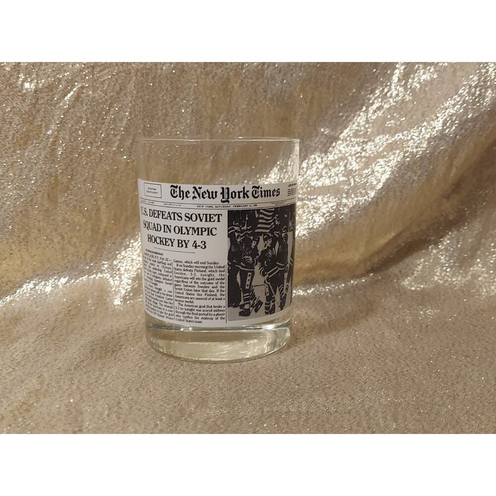 1982 Wendy’s NY Times Headline "US DEFEATS SOVIETS IN OLYMPIC HOCKEY" Glass Cup